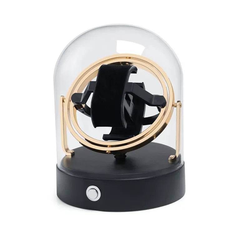 Watch Winder – Compact Metal Display Case, Black, Mabuchi Motor