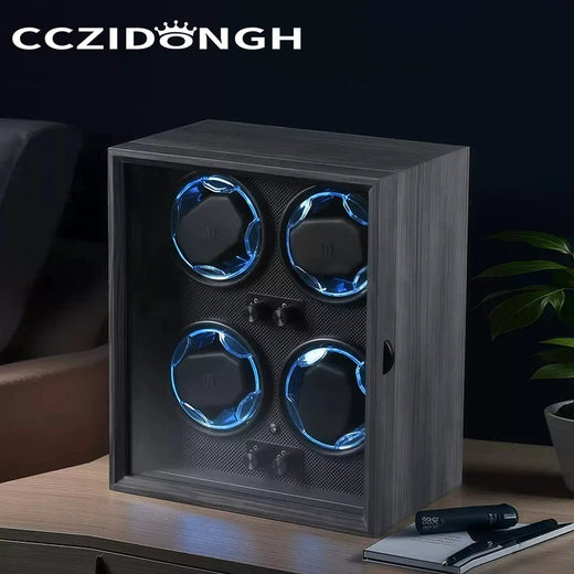 4-Watch Winder – Wood with Mabuchi Motor & LED Light