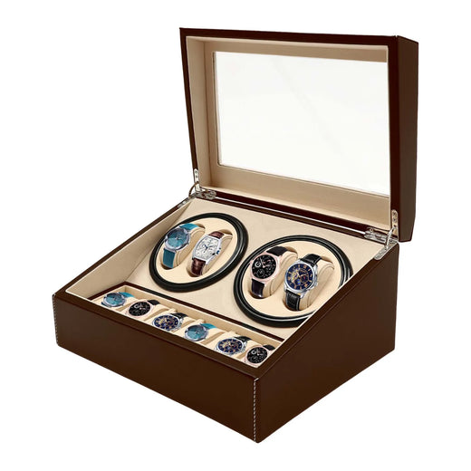 Single Watch Winder – Compact Brown PU Leather