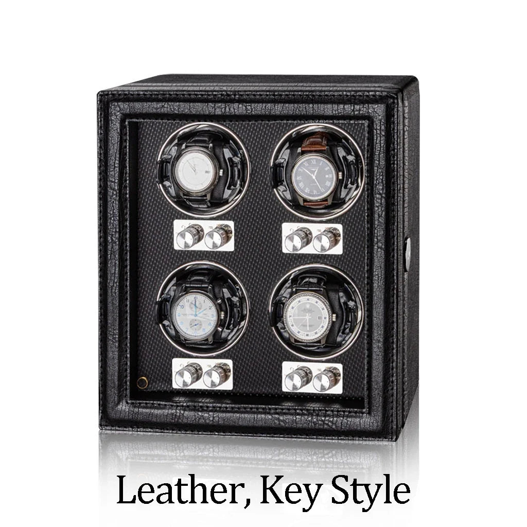 3-Watch Winder – PU Leather with Glass Door & Lock
