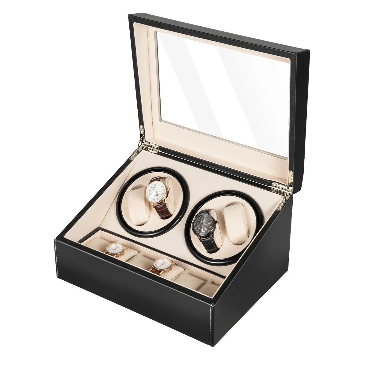 Single Watch Winder – Compact Brown PU Leather