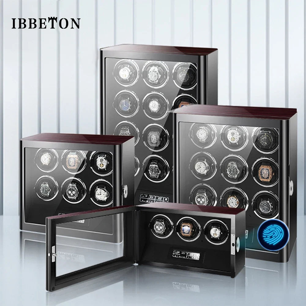 9-Watch Winder – Wood Cabinet, Fingerprint Lock