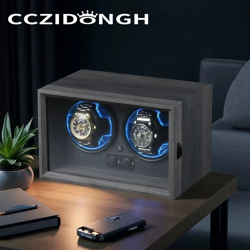 4-Watch Winder – Wood with Mabuchi Motor & LED Light