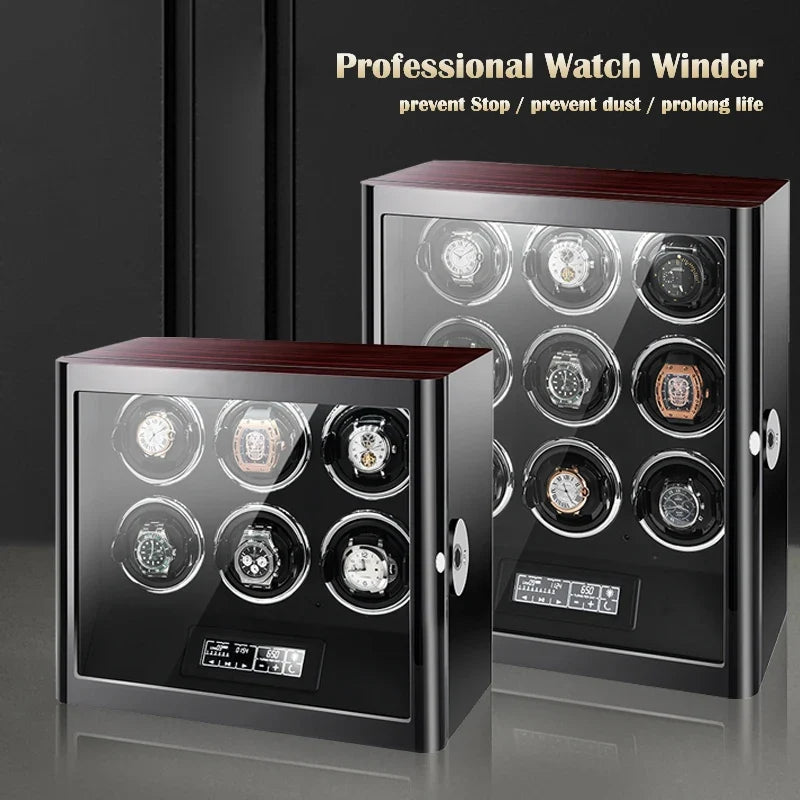 9-Watch Winder – Wood Cabinet, Fingerprint Lock