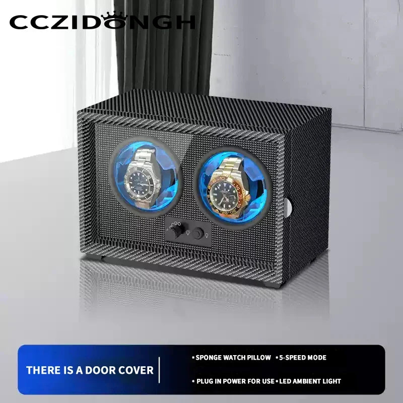 2-Watch Winder – Carbon Fiber Texture, Silent Motor