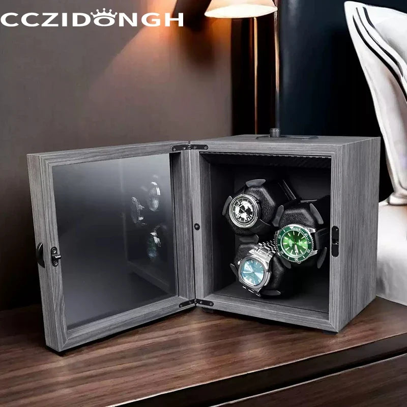 4-Watch Winder – Ebony Wood Finish, Automatic Rotation
