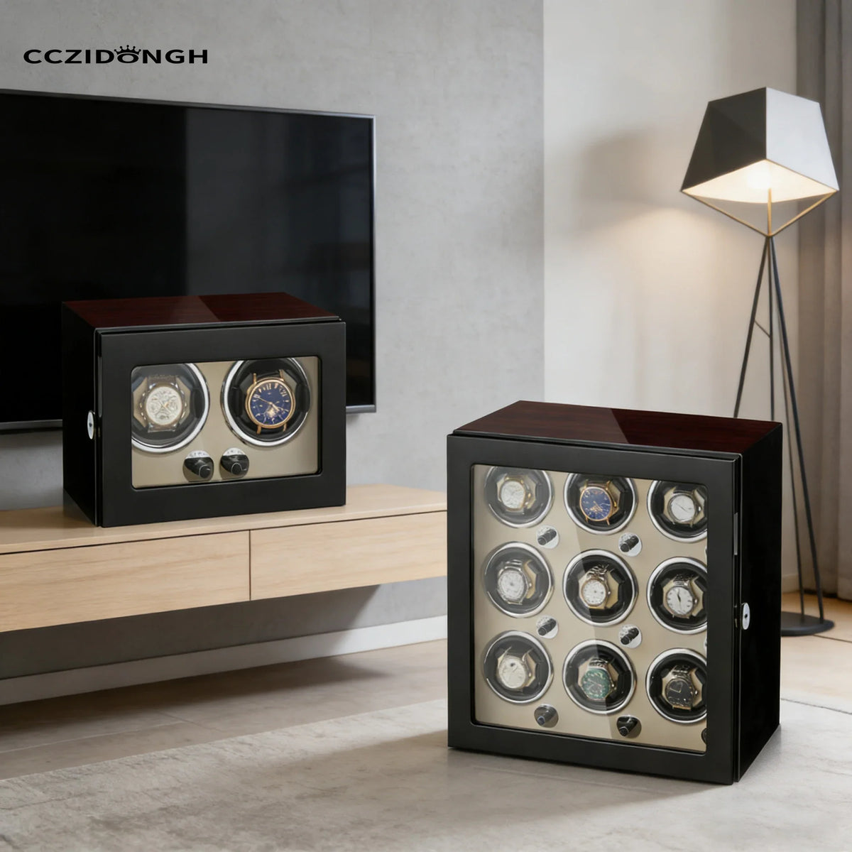 4-Watch Winder – Wood Box, Gyroscopic Rotation & LED