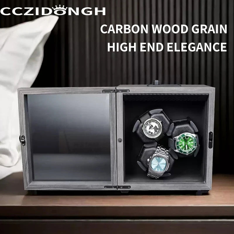 4-Watch Winder – Ebony Wood Finish, Automatic Rotation