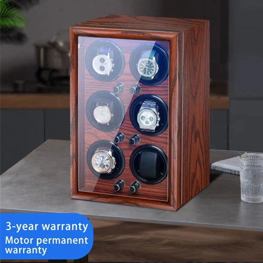 4-Watch Winder – Wood with Lid Sensor & LED Light
