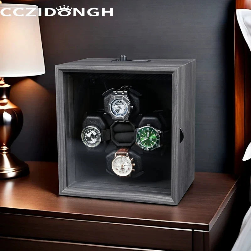 4-Watch Winder – Ebony Wood Finish, Automatic Rotation