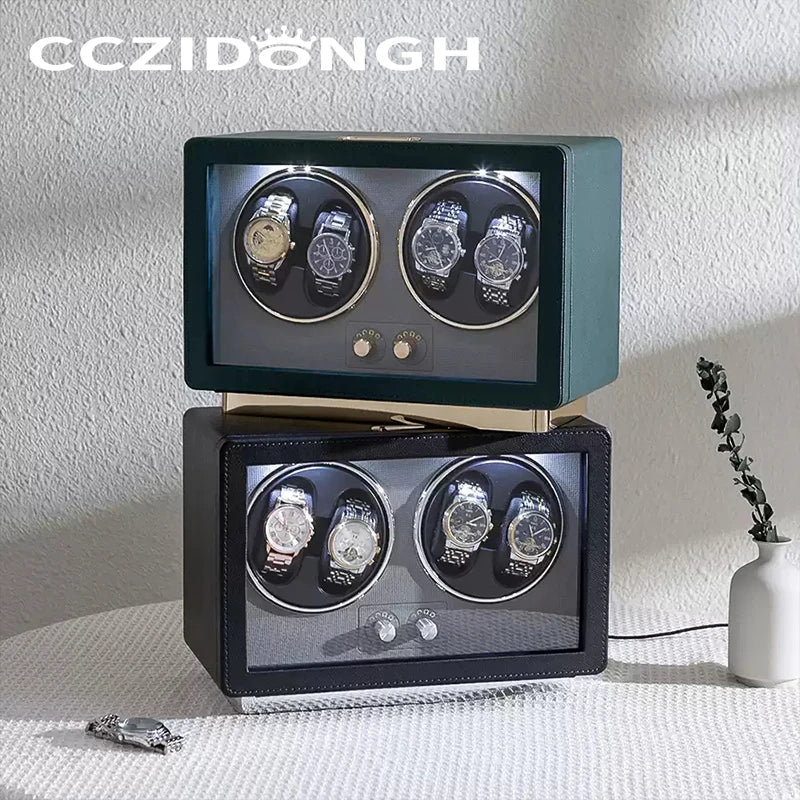 2-Watch Winder – Wood Case, Multiple Rotation Modes