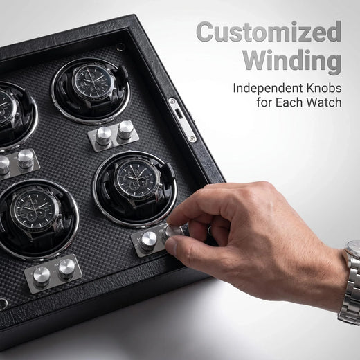 3-Watch Winder – PU Leather with Glass Door & Lock