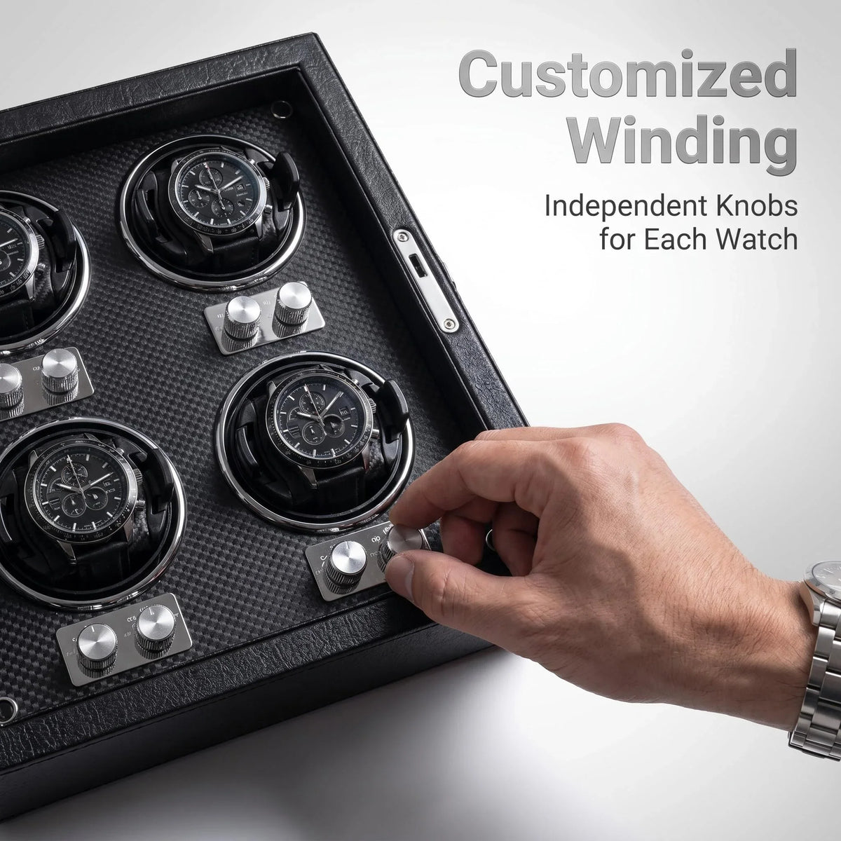 3-Watch Winder – PU Leather with Glass Door & Lock