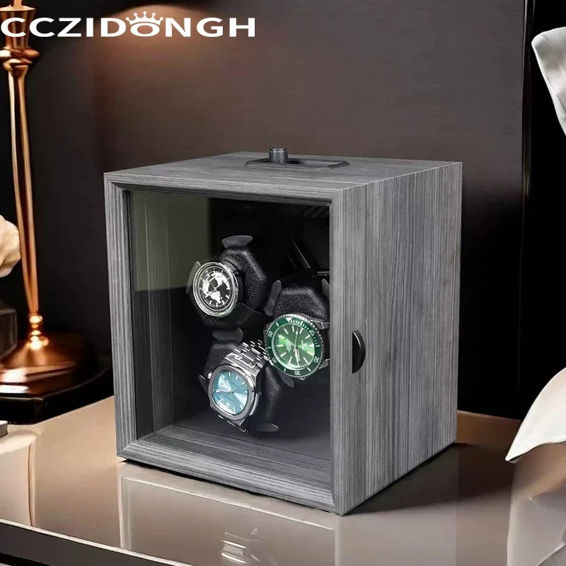 4-Watch Winder – Ebony Wood Finish, Automatic Rotation