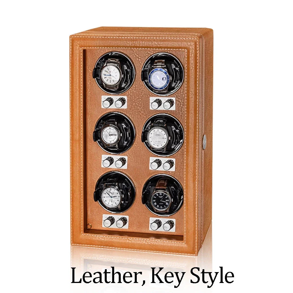 3-Watch Winder – PU Leather with Glass Door & Lock