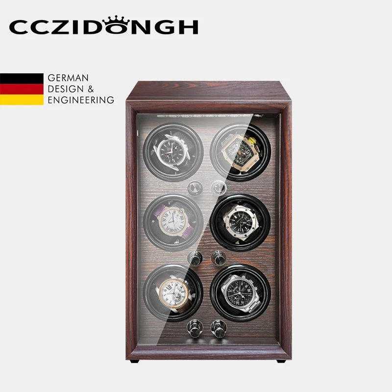 2-Watch Winder – Wood Case, LED Light & Auto-Stop Sensor