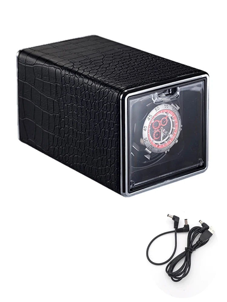 Watch Winder – Black Metal, USB or Battery Powered