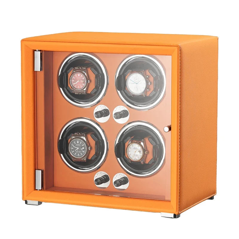 2-Watch Winder – Gray Leather, 5-Speed Silent Motor