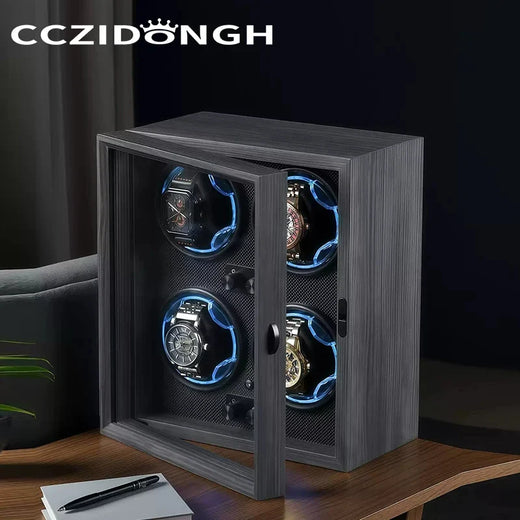 4-Watch Winder – Wood with Mabuchi Motor & LED Light