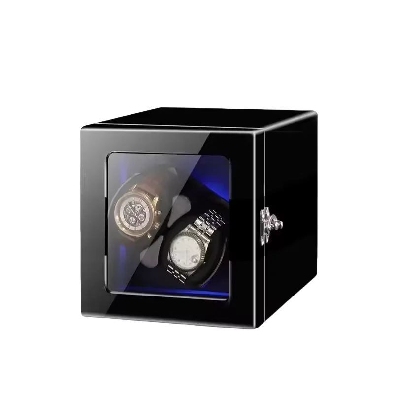 8-Watch Winder – Brown Wood, Key Lock & Ambient Light
