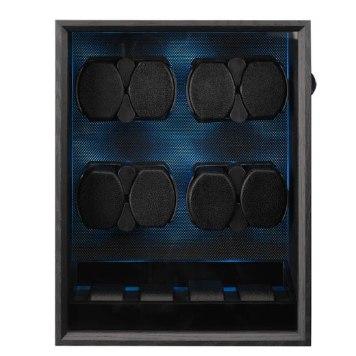 2-Watch Winder – Compact Black Wood with LED Backlight