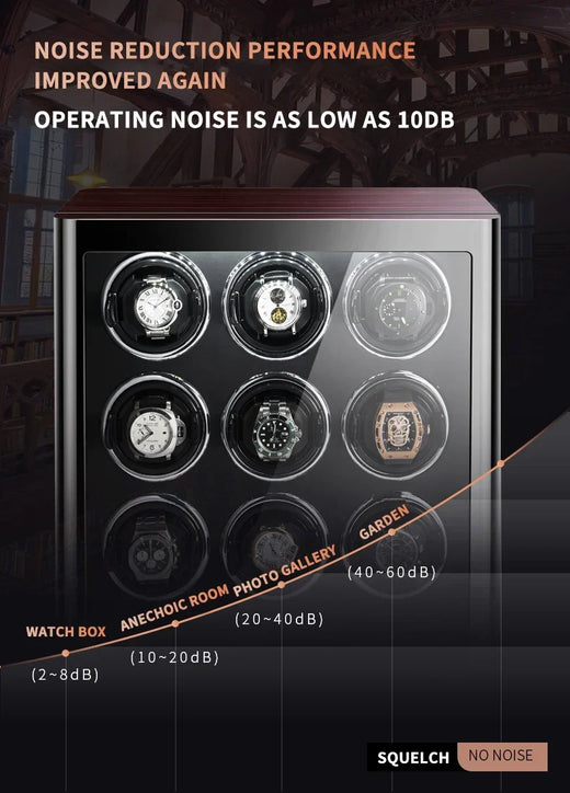 9-Watch Winder – Wood Cabinet, Fingerprint Lock