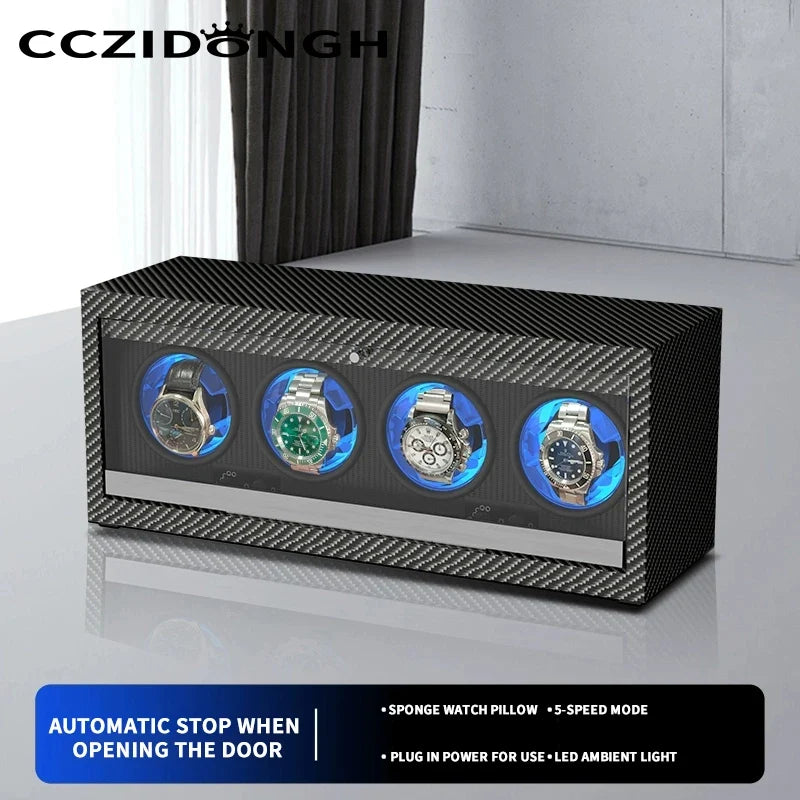 2-Watch Winder – Carbon Fiber Texture, Silent Motor