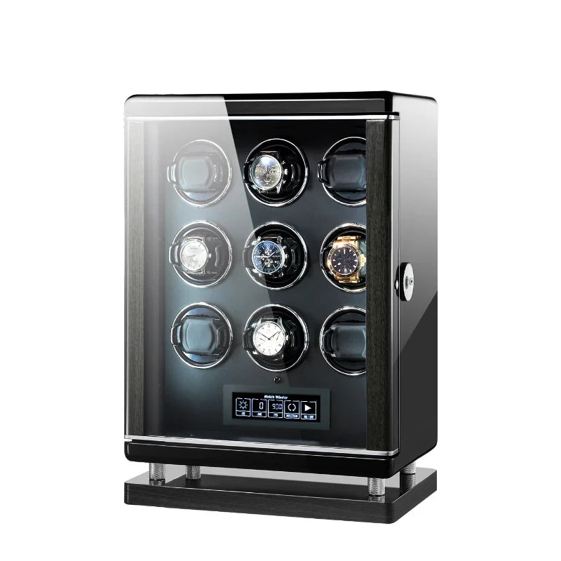 9-Watch Winder – Classic Piano Lacquer, Fingerprint Lock