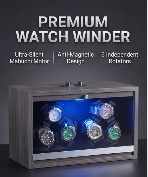 6-Watch Winder – Black Walnut, Silent Mabuchi Motor