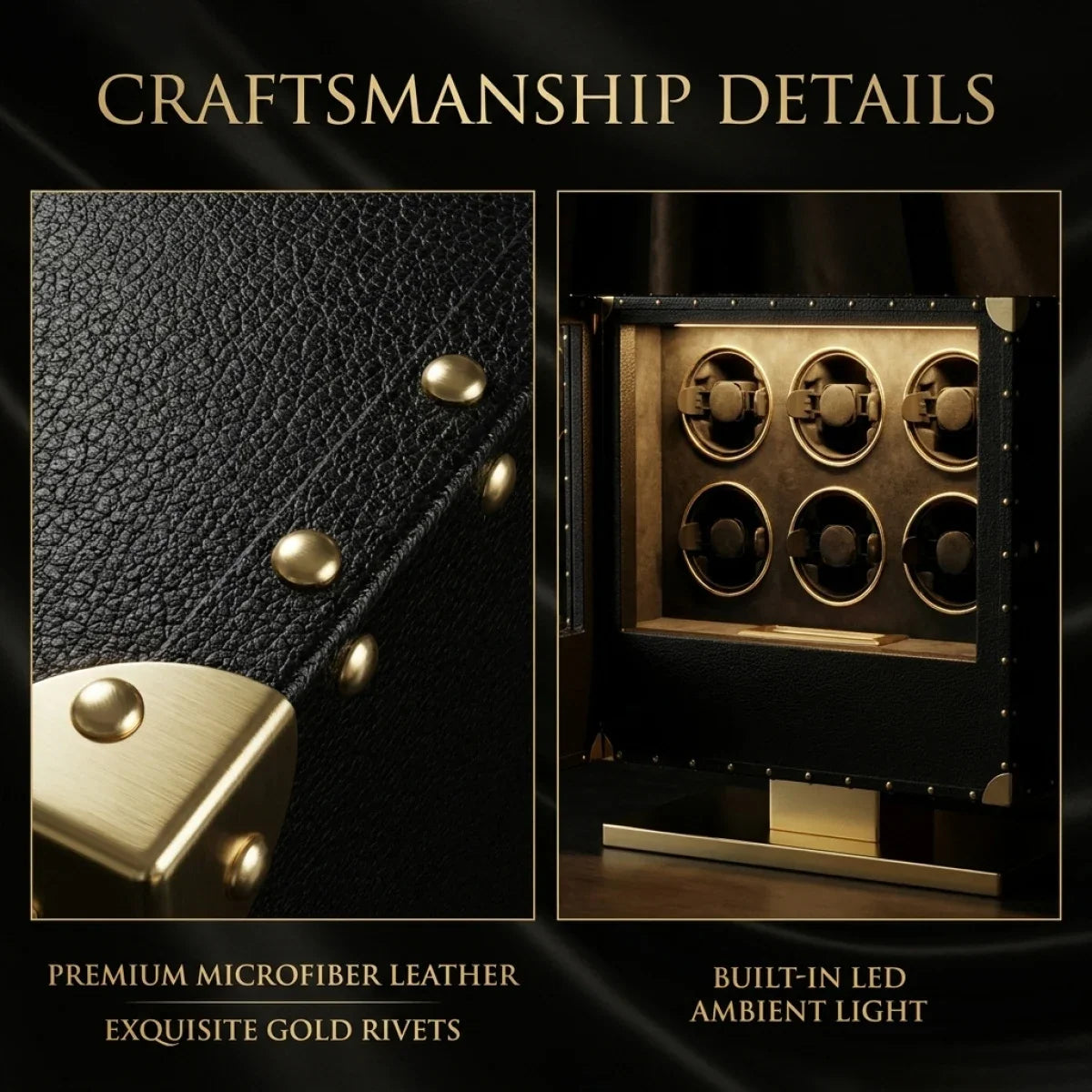 6-Watch Winder Chest – Wood, Fingerprint Lock, Touch Control