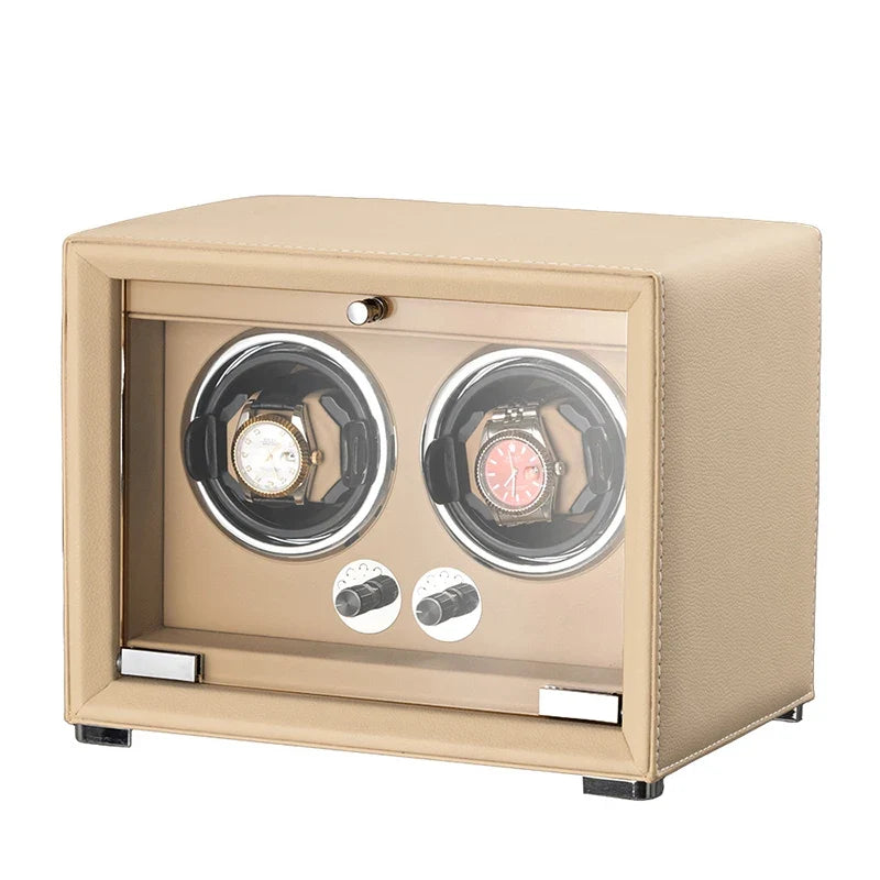 2-Watch Winder – Black Leather, 5-Speed Silent Motor