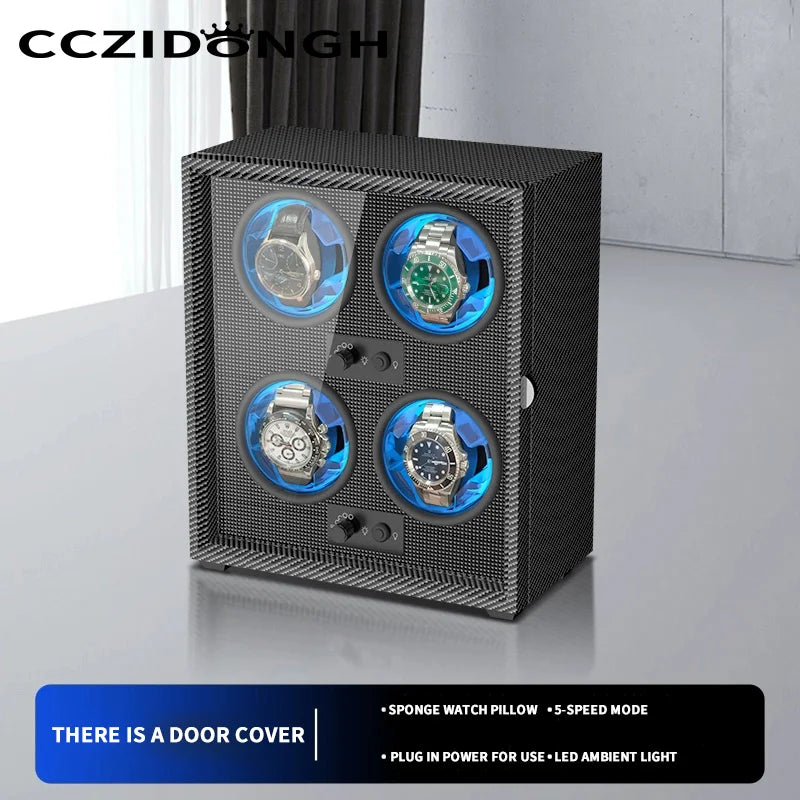 2-Watch Winder – Carbon Fiber Texture, Silent Motor