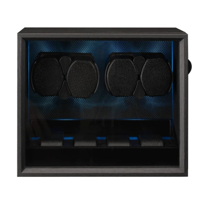 4-Watch Winder – Black Wood with Backlight, Silent Motor