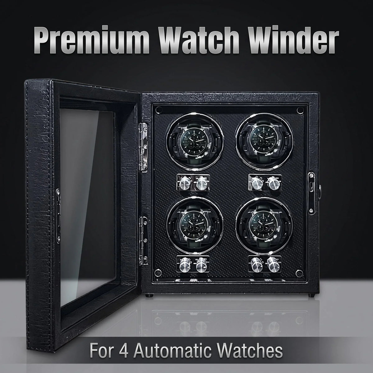 3-Watch Winder – PU Leather with Glass Door & Lock