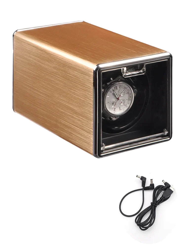 Watch Winder – Champagne Metal, USB or Battery Powered