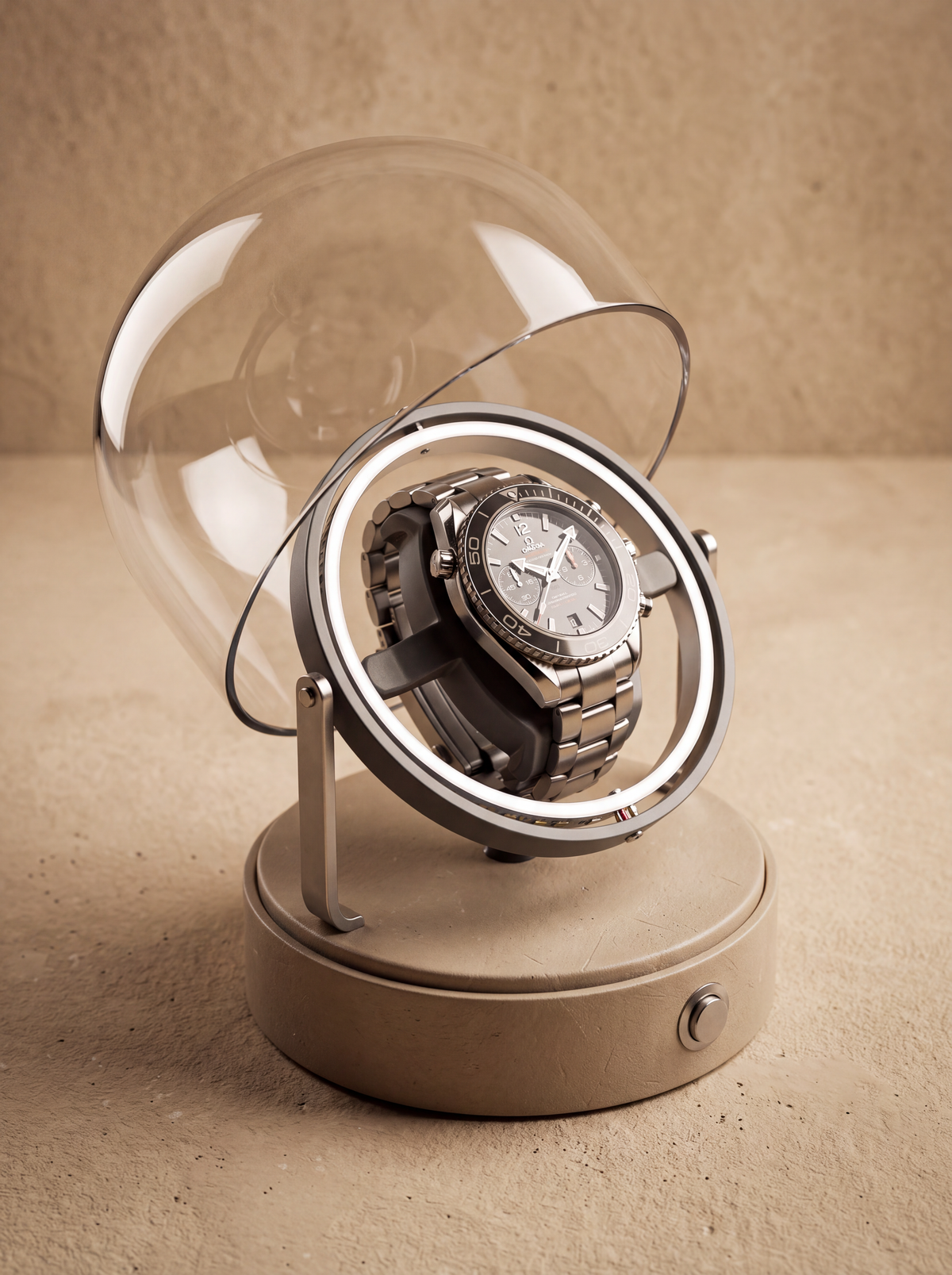 Watch Winder – Compact Metal Display Case, Silver, Mabuchi Motor