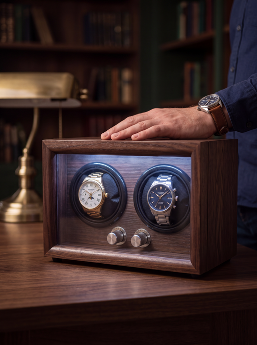 Single Watch Winder – Wood, Lid Sensor & LED Light