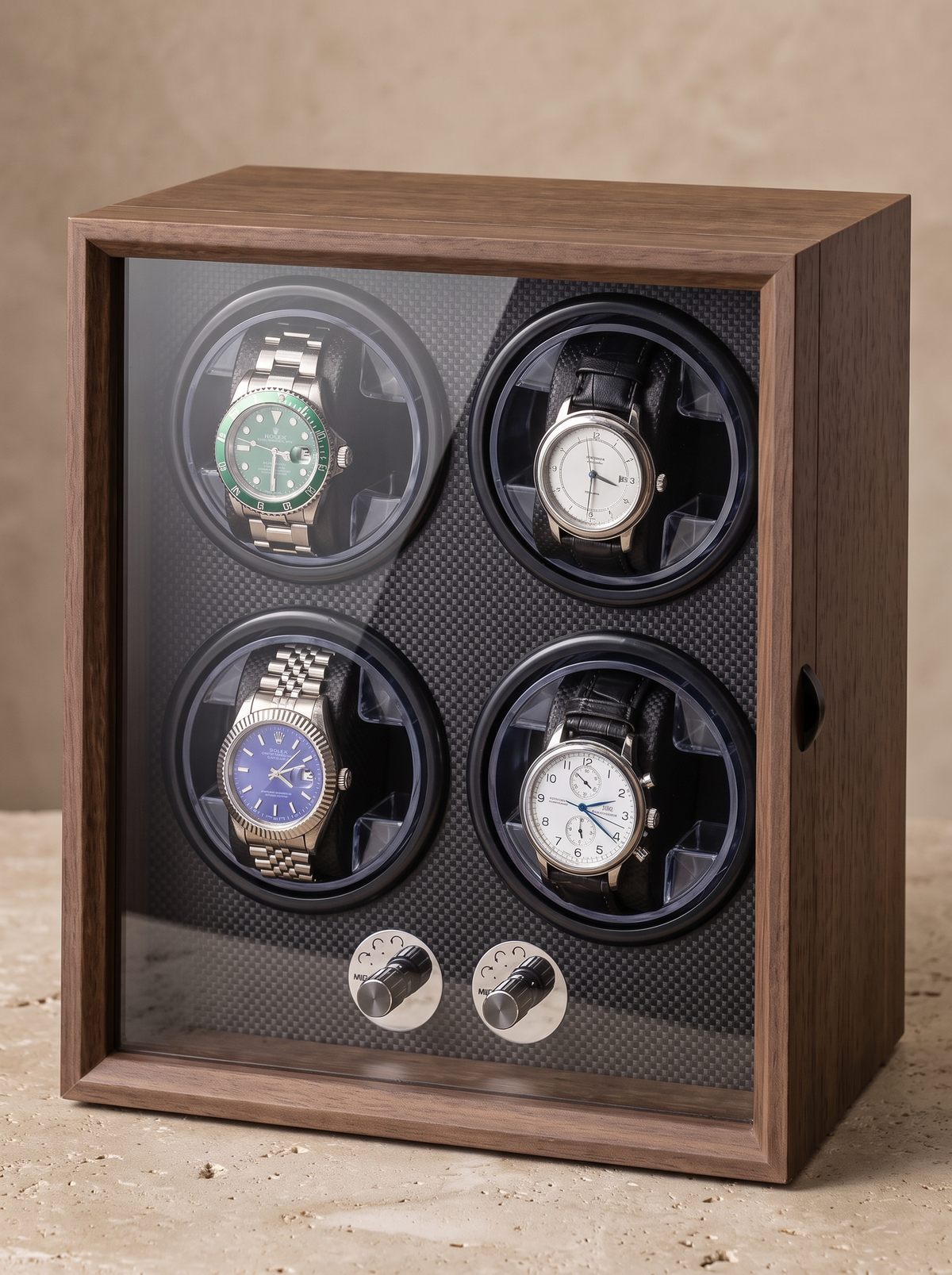 Watch Winder Cabinet – Walnut Wood, Compact Multi-Watch Storage