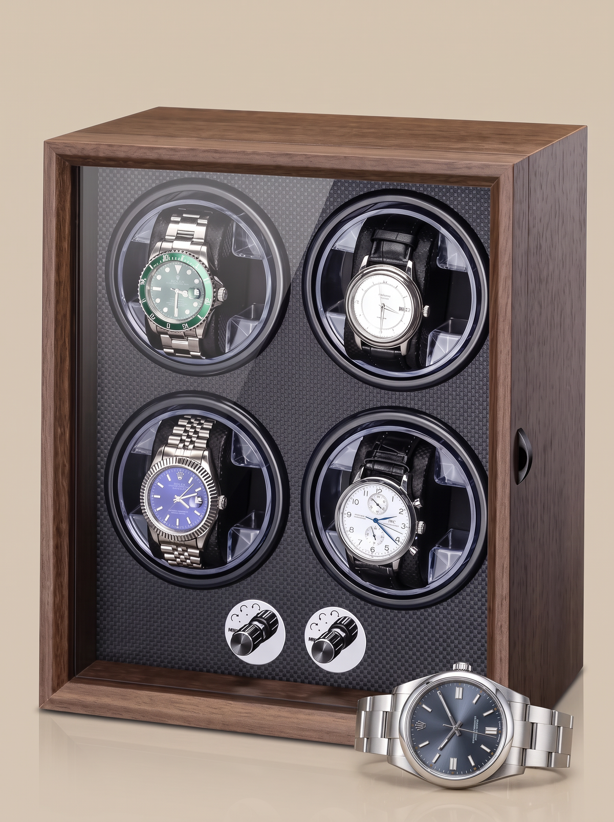Watch Winder Cabinet – Walnut Wood, Compact Multi-Watch Storage