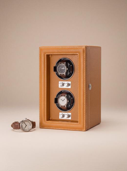 2-Watch Winder – Leather Case with Integrated Key Lock