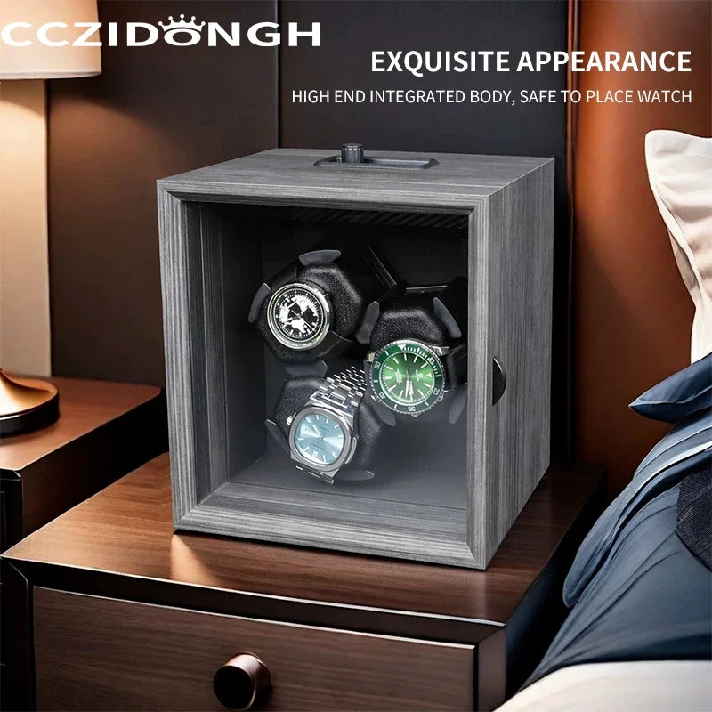 4-Watch Winder – Ebony Wood Finish, Automatic Rotation