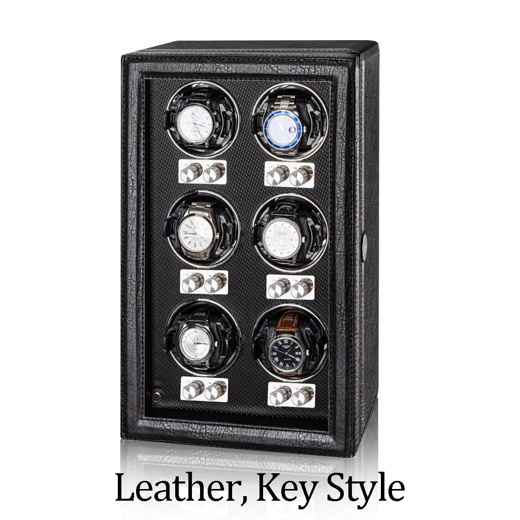 3-Watch Winder – PU Leather with Glass Door & Lock