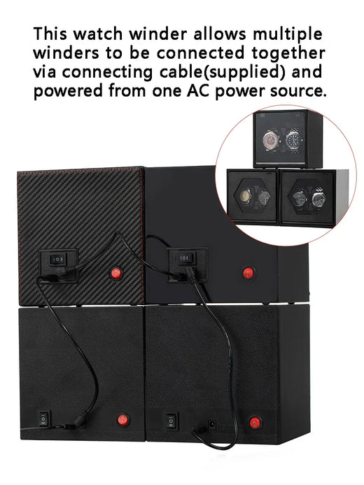 2-Watch Winder – Black Metal Finish, Oscillating Motion