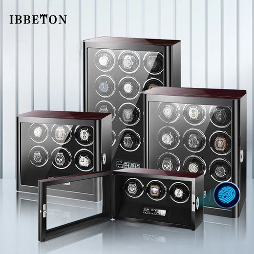 9-Watch Winder – Wood Cabinet, Fingerprint Lock