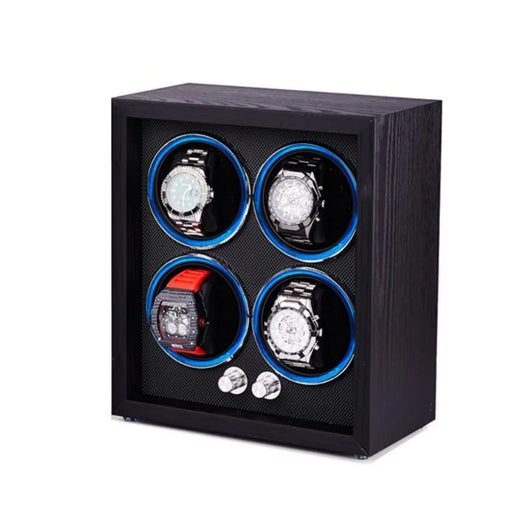 4-Watch Winder – Open Design Black Wood, Mabuchi Motor