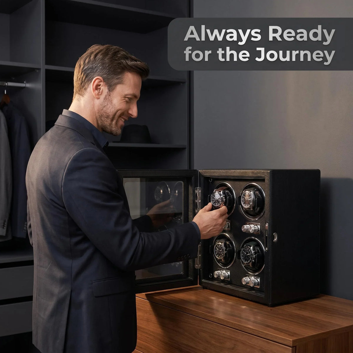 3-Watch Winder – PU Leather with Glass Door & Lock