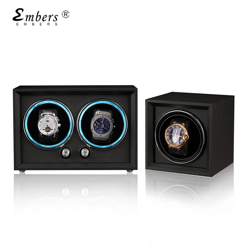 4-Watch Winder – Open Design Black Wood, Mabuchi Motor