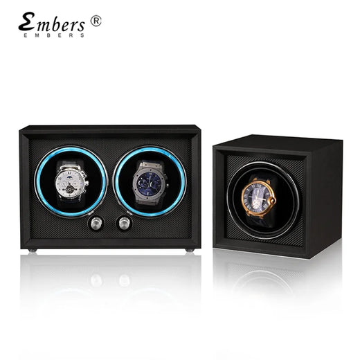 2-Watch Winder – Open Black Wood Design, Mabuchi Motor