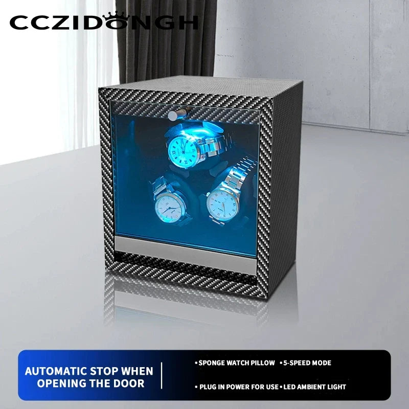 6-Watch Winder – Carbon Fiber Texture, Silent Motor