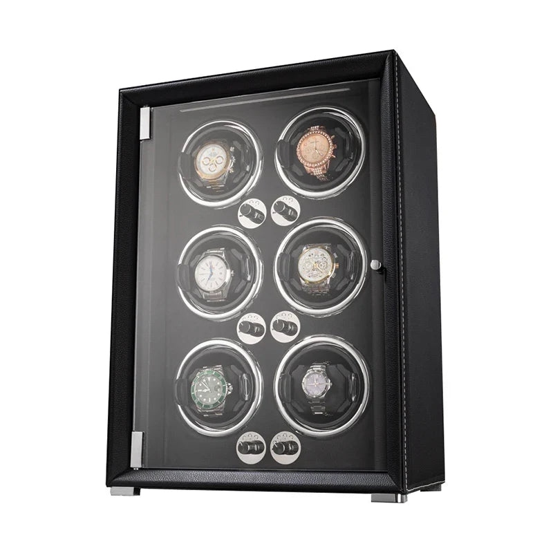 2-Watch Winder – Gray Leather, 5-Speed Silent Motor